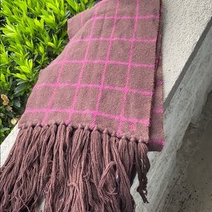 Warm Cozy Ralph Lauren Wool Scarf Brown & Pink 64”